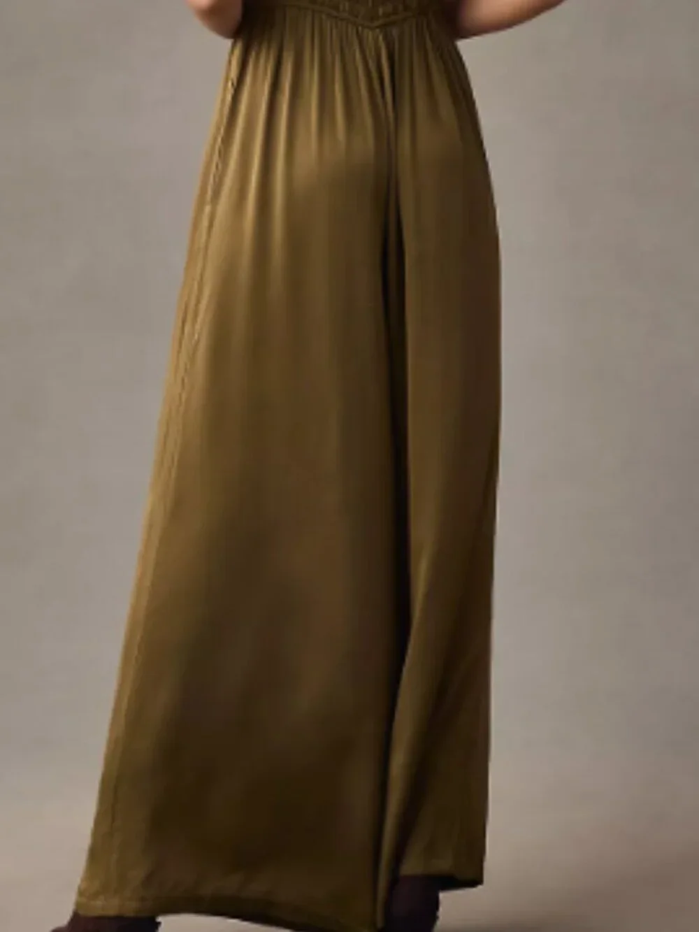 Olive Green Wide Leg Jumpsuit with Side Pockets - Picture 4 of 7